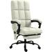 Massage Office Chair With 4 Vibration Points Reclining Computer Chair With USB Port And Footrest - Cream White