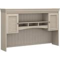 Fairview 60W Hutch For L Shaped Desk In Antique White Attachment With Shelves And Cabinets For Home Office