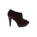 BCBGeneration Heels: Slip-on Platform Bohemian Brown Solid Shoes - Women's Size 6 - Peep Toe