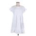 J.Crew Casual Dress - Mini Crew Neck Short sleeves: White Solid Dresses - Women's Size Medium