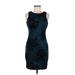 Love, Nickie Lew Casual Dress - Sheath Crew Neck Sleeveless: Teal Floral Dresses - Women's Size Medium