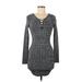 Derek Heart Casual Dress - Sweater Dress: Gray Marled Dresses - Women's Size Medium
