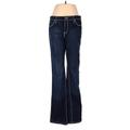 Wrangler Jeans Co Jeans - Low Rise Flared Leg Boyfriend: Blue Bottoms - Women's Size 9 - Dark Wash