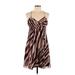 Ann Taylor Casual Dress - Mini Plunge Sleeveless: Brown Zebra Print Dresses - New - Women's Size 10 Petite