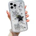 Case for iPhone 13 Pro Max Bling Glitter 3D Stars Cute Heart Design Phone Case Luxury Sparkling Crystal Clear Back Slim Soft Shockproof Protective TPU Bumper Cover for Women Girls - Clear