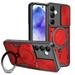Elegant Choise Case with 2Pcs Screen Protector for Samsung Galaxy A55/A25/A15 5G 6.5inch Car Magnetic Stand Case Rugged Phone Cover Red