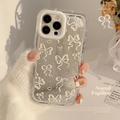 White bow butterfly relif mirror shockproof shell for iphone 14 11 12 13 promax 15 pro max phone case conque