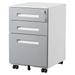 MYXIO 3 Drawer Mobile File Cabinet with Lock & Wheel Under Desk Rolling Vertical Filing Cabinet Anti-Tipping Metal Storage Drawers Cabinet for Legal Letter A4 Grey
