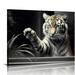COMIO Inspirational Wall Art Tiger Canvas Mindset is Everything Decor Cat Paintings Motivational Poster Framed & Easy Hang Prints Decorations for Office Living Room Bathroom Guest Room