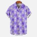 JURANMO Hawaiian Shirt for Men Dog Paw Print Casual Button Down Shirts Short Sleeve Bowling Shirt Summer Vacation Beach Tops with Front Pockt Flash Deals 2024 Purple M