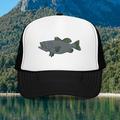 Bass Fishing Foam Trucker Hat Largemouth Bass Trucker Hat Bass Fisherman Trucker Hat Bass Fishing Dad Hat - Embroidered (Black / White / Black)