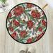 GZHJMY Merry Christmas Anti Fatigue Round Area Rug Christmas Floral Bird Non Slip Absorbent Comfort Round Rug Floor Carpet Yoga Mat for Entryway Living Room Bedroom Sofa Home Decor (3 in Diameter)