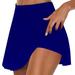 Ersazi Gym Clothes for Woman Summer Pleated Tennis Skirts Athletic Stretchy Short Yoga Fake Two Piece Trouser Skirt Shorts In Clearance Dark Blue 2Xl