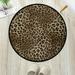 GZHJMY Leopard Anti Fatigue Round Area Rug Animal Print Non Slip Absorbent Comfort Round Rug Floor Carpet Yoga Mat for Entryway Living Room Bedroom Sofa Home Decor (3 in Diameter)