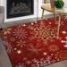 GZHJMY Christmas Snowflake Non Slip Area Rug for Living Dinning Room Bedroom Kitchen 4 x 6 (48 x 72 Inches) Christmas Winter Holiday Nursery Rug Floor Carpet Yoga Mat