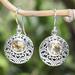 Afternoon Blooms,'Sterling Silver Dangle Earrings with Citrine & Vine Accents'