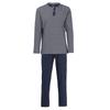 Pyjama TOM TAILOR "Nebraska", Herren, Gr. 48 (S), blau (blau, dunkel, ringel), Single Jersey, Obermaterial: 100% Baumwolle, gestreift, casual, bequem lang, Rundhals, Langarm, Homewear-Sets, mit cooler Kombi aus Oberteil und Unterteil