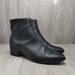 J. Crew Shoes | J. Crew Walker Leather Black Ankle Bootie Boot Block Heel Almond Toe 5.5 Aa516 | Color: Black | Size: 5.5