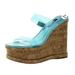 Nine West Shoes | Nine West Women's Rapps Cork Wedge Platform Sandals Turquoise Size 7 | Color: Blue | Size: 7