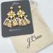 J. Crew Jewelry | New J Crew Pearl Earrings Shell Tassels Raffia Beaded Chandelier 2” Drop | Color: Cream/Gold | Size: 2” Drop