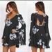 Free People Dresses | Free People Womens Wanderer Mini Dress S Grey Floral Long Bell Sleeve Lace | Color: Gray | Size: S