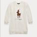 Ralph Lauren Tops | Ivory White Polo Bear On Horse Cotton Fleece Sweatshirt Tunic Dress | Color: Cream/White | Size: S