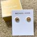 Michael Kors Jewelry | New Michael Kors Gold Gemstone Stud Logo Circle Earrings | Color: Gold | Size: Os