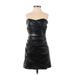 Zara Casual Dress - Party Strapless Sleeveless: Black Print Dresses - Women's Size X-Small