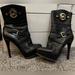 Michael Kors Shoes | Michael Kors Stockard Platform Stiletto Black Leather Ankle Boots Booties | Color: Black/Gold | Size: 7.5