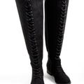 Torrid Shoes | Double Buckle Over The Knee Boot - Faux Suede Black (Ww) | Color: Black | Size: 12