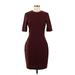H&M Casual Dress - Sheath: Burgundy Solid Dresses - Women's Size 8