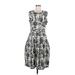 Samantha Sung Casual Dress - Midi: Gray Brocade Dresses - New - Women's Size 8