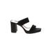 Zara Heels: Slide Chunky Heel Casual Black Print Shoes - Women's Size 42 - Open Toe