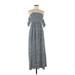 Casual Dress - Midi Off The Shoulder Sleeveless: Blue Dresses - Women's Size Medium