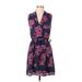 Forever 21 Contemporary Casual Dress - Mini V Neck Sleeveless: Blue Floral Dresses - New - Women's Size X-Small