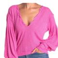 Free People Sweaters | Free People Pink V Neck Sweater Wild Bloom Large | Color: Pink | Size: L