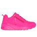 Skechers Girl's Uno Lite - Neon Zip Sneaker | Size 12.5 | Hot Pink | Synthetic | Machine Washable