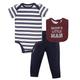 Hudson Baby Unisex Baby Cotton Bodysuit, Pant and Bib Set, Boy Daddy, 0-3 Months