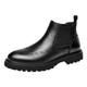 ANUFER Men's Genuine Leather Brogue Chelsea Boots Formal Slip-On Ankle Dress Shoes Black SD5A40124 UK6