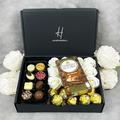 HamperWell Ultimate Gift Hamper With Ivory Roses, Luxury Handmade Assorted Chocolate Truffles, Bars & More