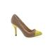 Isola Heels: Slip-on Stilleto Cocktail Party Yellow Solid Shoes - Women's Size 8 - Pointed Toe