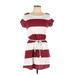 Trafaluc by Zara Casual Dress - Mini Scoop Neck Short sleeves: Burgundy Color Block Dresses - Women's Size Large