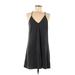 Mod Ref Casual Dress - A-Line Plunge Sleeveless: Gray Print Dresses - Women's Size Medium