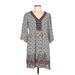 Almost Famous Casual Dress: Gray Paisley Dresses - Women's Size Large