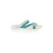 Sandals: Slip-on Platform Casual Teal Color Block Shoes - Women's Size 6 - Open Toe