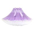 RWGSNB Women'S White Lilac Tulle Skirt Tiered Ruffle Mini Skirt Fluffy Tutu Skirt Bow Patchwork Pleated A Line Skirt Cosplay Carnival Mesh Short Skirt For Ladies Girls,S