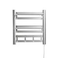 GRASKY Wall Mounted Electric Heated Towel Drying Rack, Towel Warmer, Aluminum Heated Towel Rail with Removable Top Shelf and Hooks,Silver (Silver) wwyy