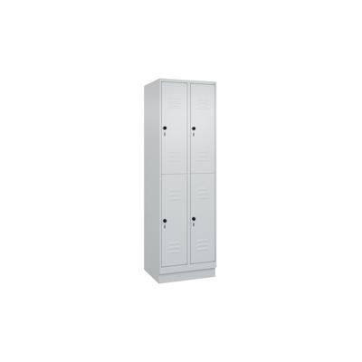 C+P Spind Classic PLUS, Sockel, 4 Abteile, HxBxT 195x60x50cm, Sicherheitsdrehriegel, Anthrazit von PROREGAL Image