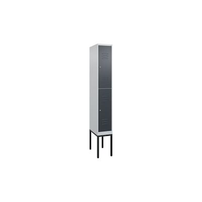 C+P Spind Classic PLUS, Gestell, 2 Abteile, HxBxT 212x30x50cm, Zylinderschloss, Hellgrau/Anthrazit von PROREGAL Image