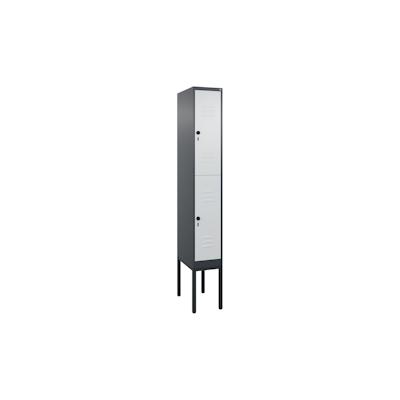 C+P Spind Classic PLUS, Gestell, 2 Abteile, HxBxT 212x30x50cm, Sicherheitsdrehriegel, Anthrazit/Hellgrau von PROREGAL Image